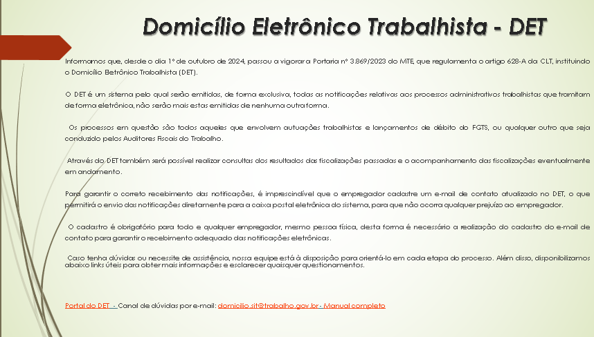 Domicílio Eletrônico Trabalho - DET